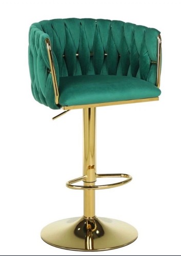 Green velvet bar stool with - bar,