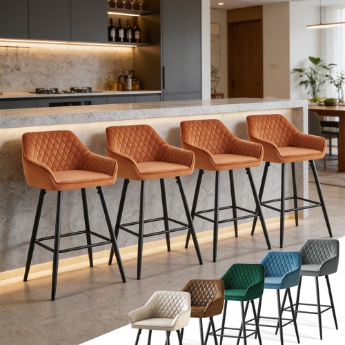 Set bar stools velvet - of,