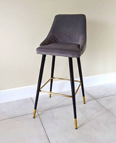 Grey upholstered bar stool - 2x,