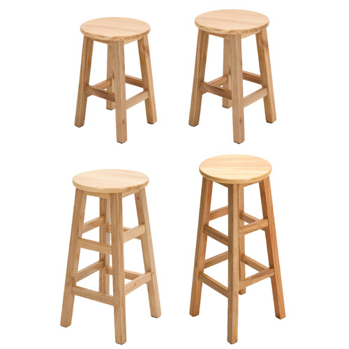 Solid wooden bar stool - wooden, round