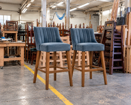 Blue upholstered bar stool - upholstered,